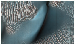 Sand dunes and ripples on Mars viewed from NASAs Mars Reconnaissance Orbiter.
Credit: NASA/Jet Propulsion Laboratory/University of Arizona.